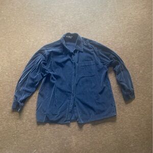 Blue Corduroy Button-Up Shirt